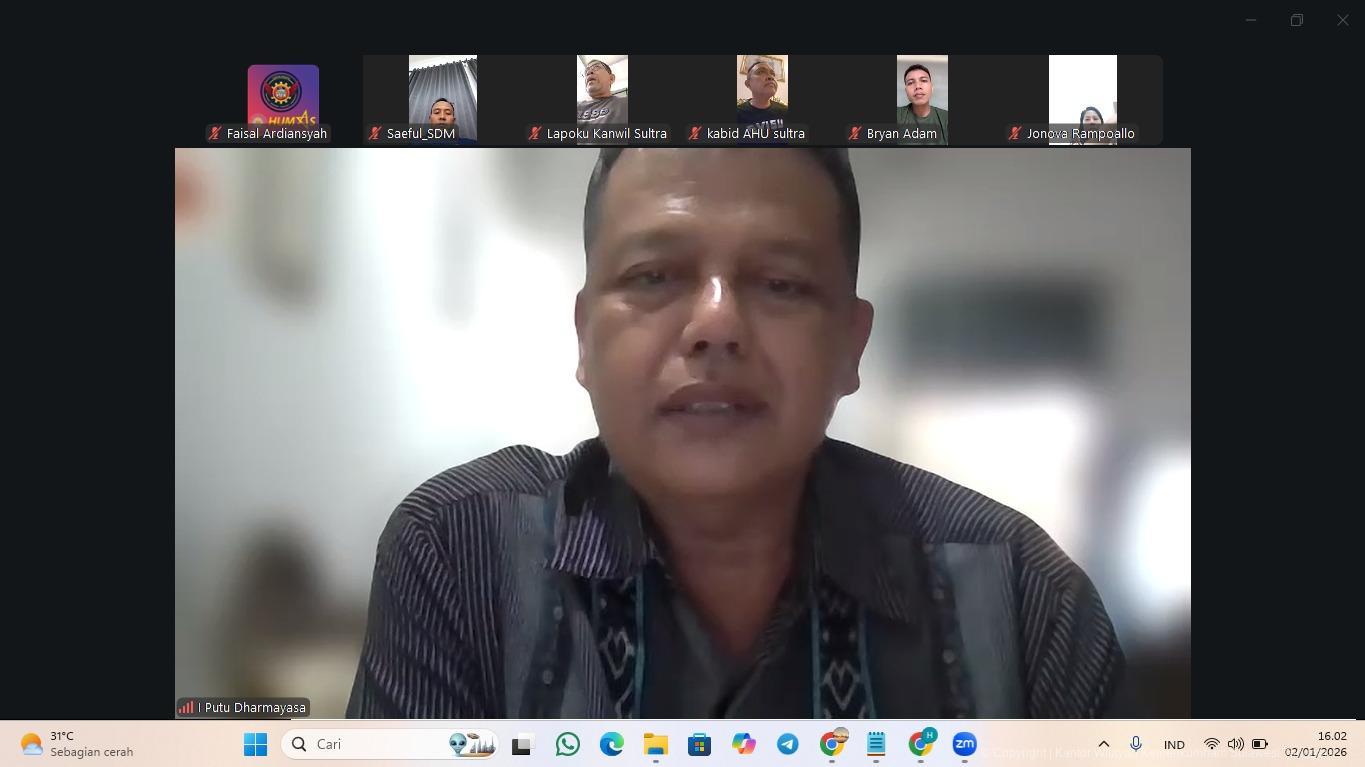 Kanwil Kemenkum Sultra Gelar Apel Sore Virtual untuk Perkuat Komitmen Kinerja Tahun 2026